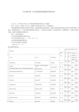 病原微生物名录