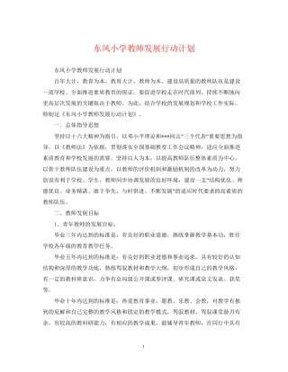 东风小学教师发展行动计划