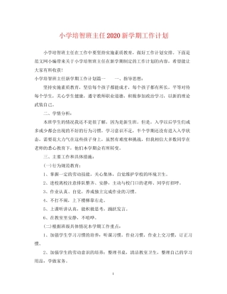 小学培智班主任新学期工作计划