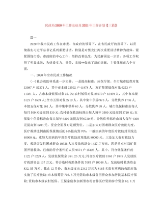 民政局年工作总结及年工作计划【三篇】