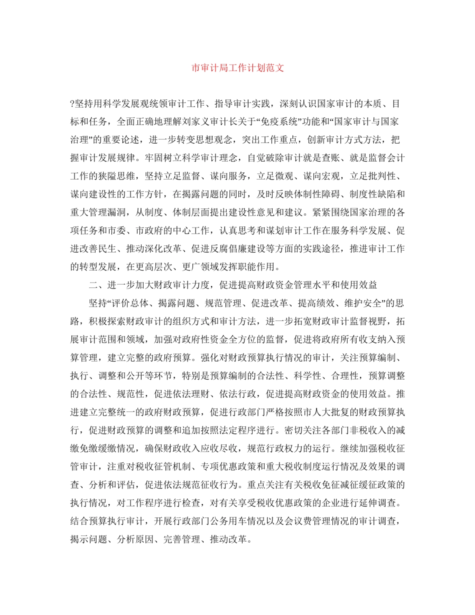 市审计局工作计划范文_第1页
