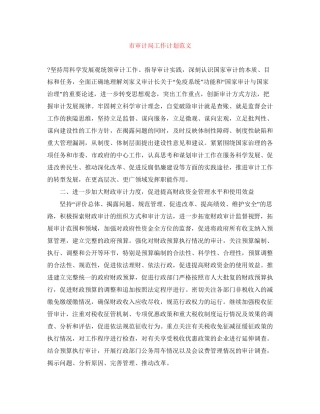 市审计局工作计划范文