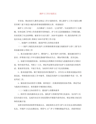 新护士工作计划范文