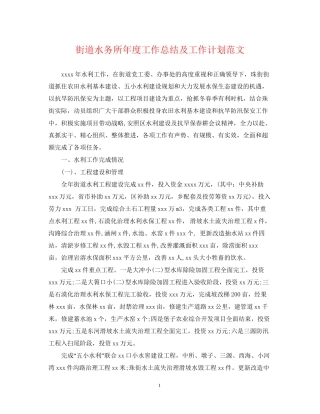 街道水务所年度工作总结及工作计划范文