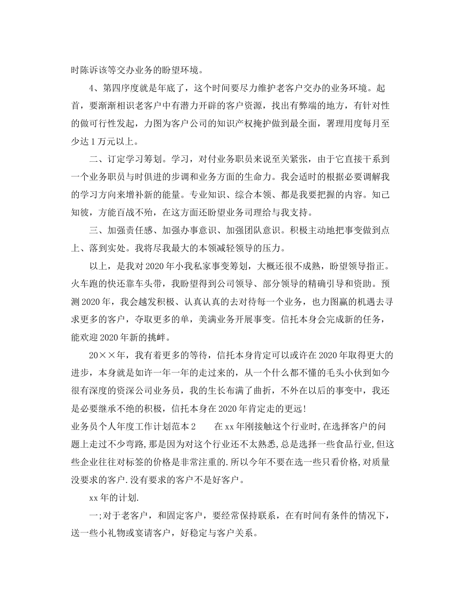 业务员个人年度工作计划范本4篇_第2页