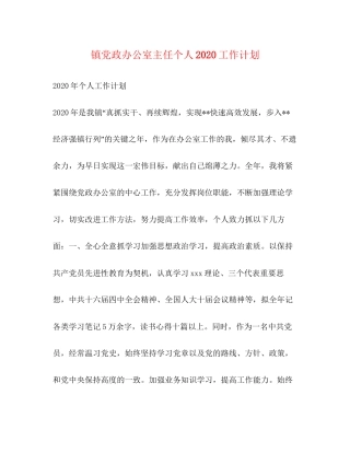 镇党政办公室主任个人工作计划