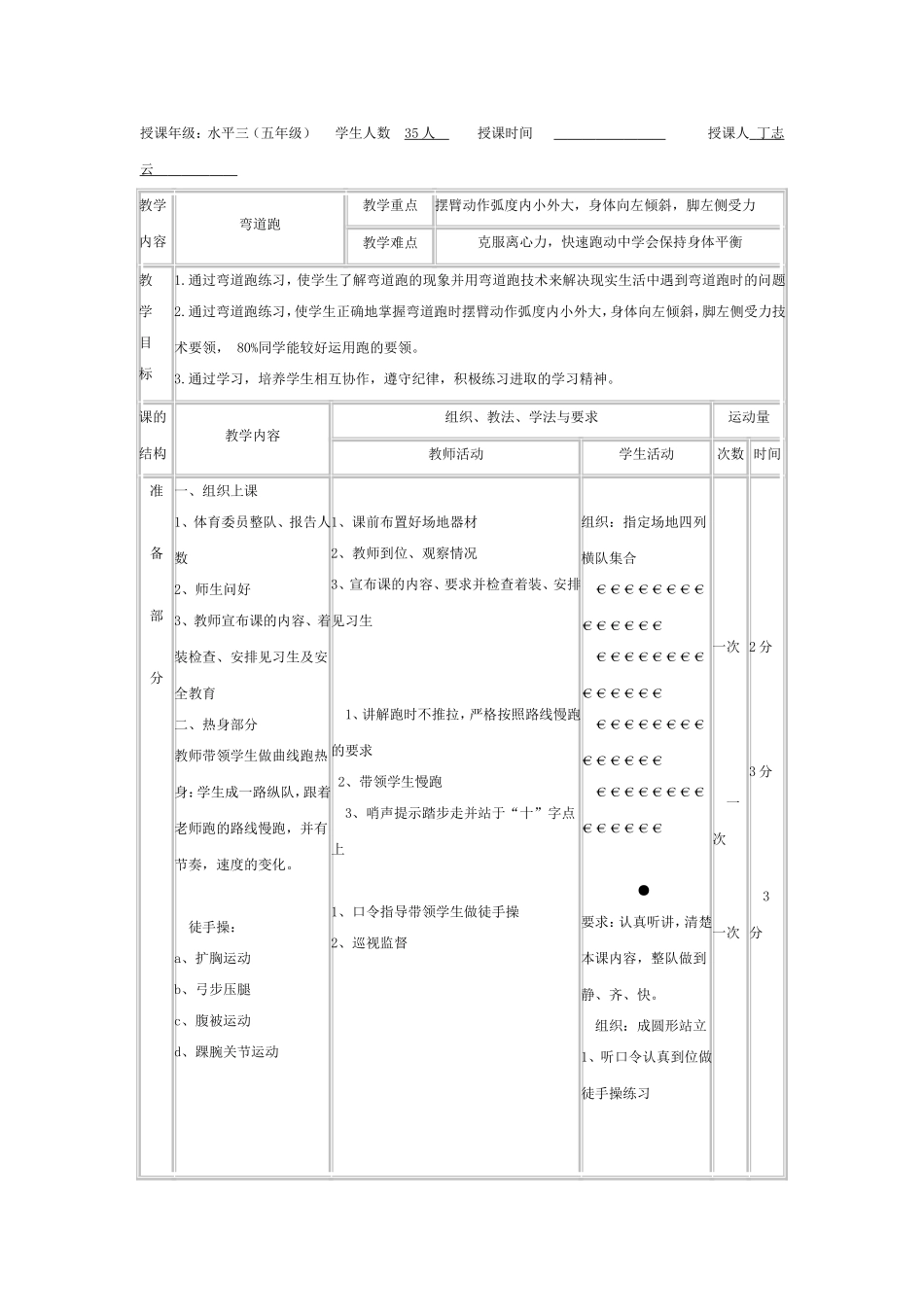 小学体育水平三速度与平衡----弯道跑教学设计、教案、教学反思_第2页
