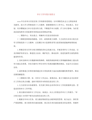 审计工作年度计划范文