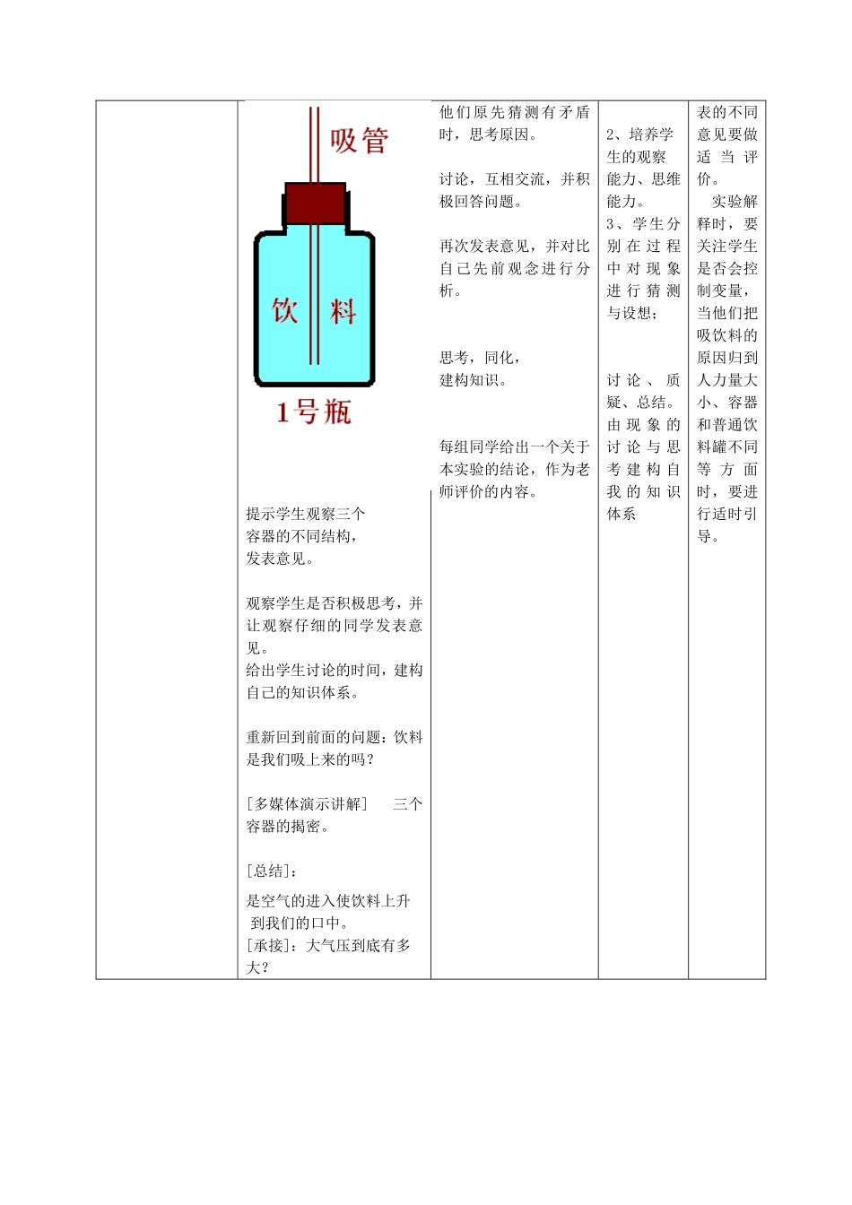 沪科版八年级（下）《空气的“力量”》课堂教学设计_第3页