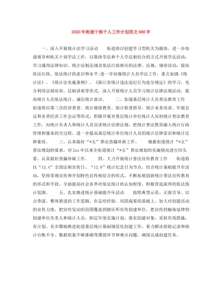 2020年街道干部个人工作计划范文800字