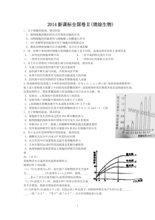 2014新课标全国卷Ⅱ(理综生物)