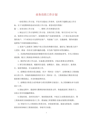 业务员的工作计划2