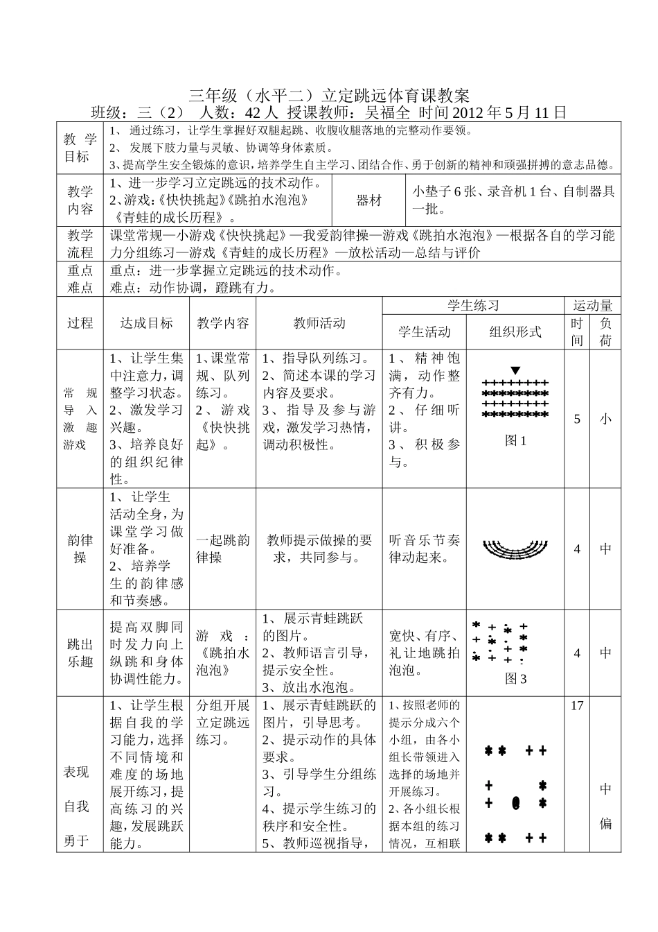 三年级（水平二）立定跳远体育课教案_第1页