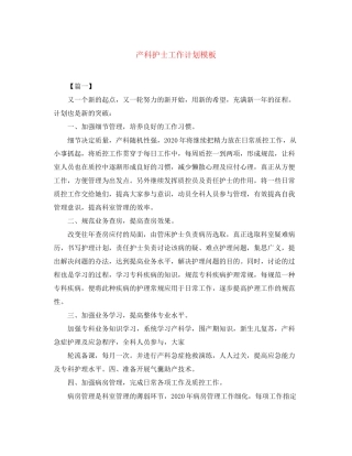 产科护士工作计划模板