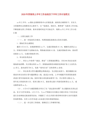 2020年劳保局上半年工作总结及下半年工作计划范文