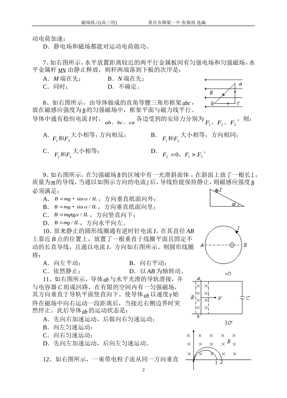 磁场专项训练题_第2页