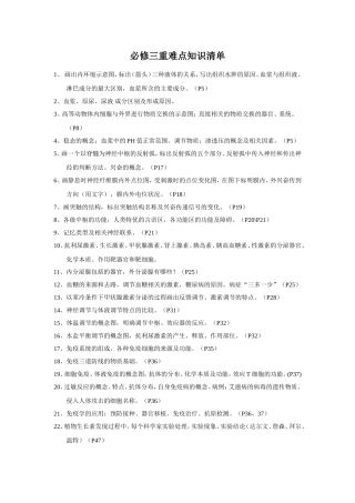 必修三重难点知识清单（考点）