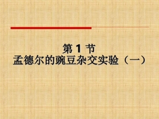 孟德尔的豌豆杂交实验一