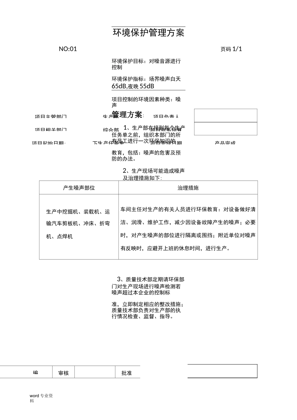 环境安全目标指标管理实施方案_第1页