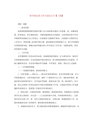 初中团支部工作计划怎么写【三篇】