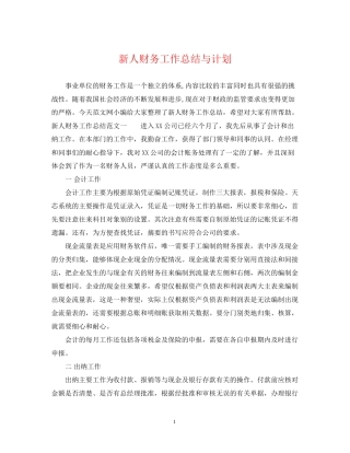 新人财务工作总结与计划