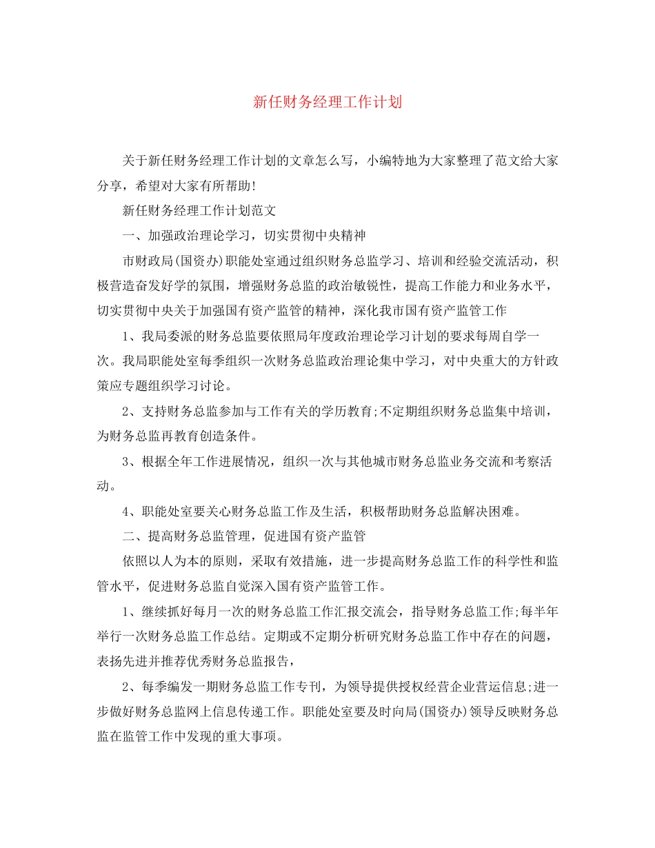 新任财务经理工作计划_第1页