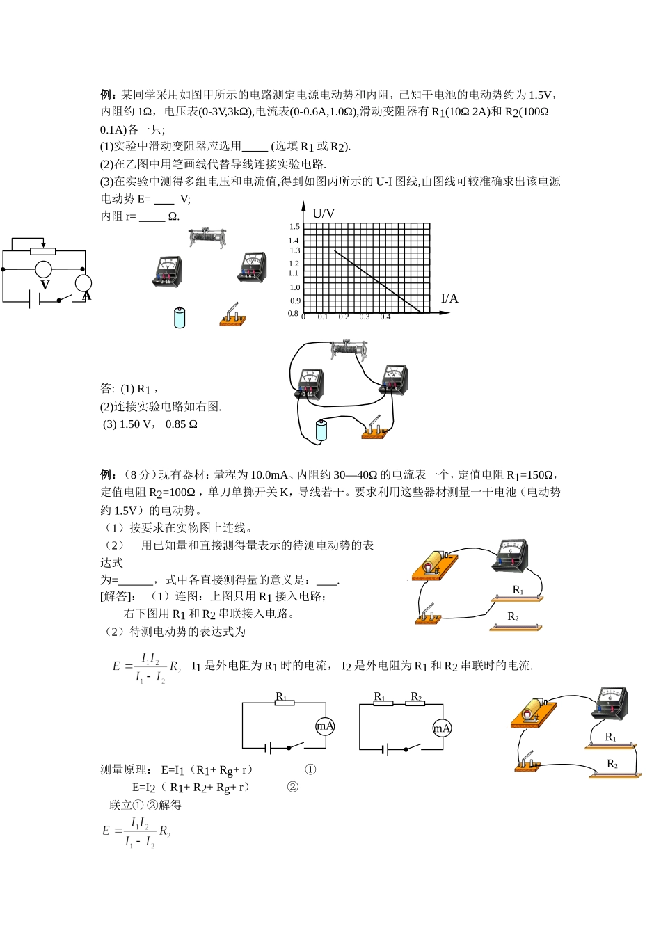 电源电动势和内阻的测定总结归类_第2页