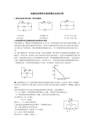 电源电动势和内阻的测定总结归类