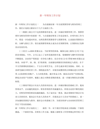 新一年财务工作计划