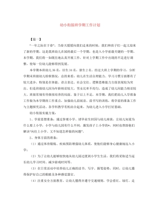 幼小衔接班学期工作计划