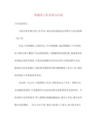 收银员工作总结与计划