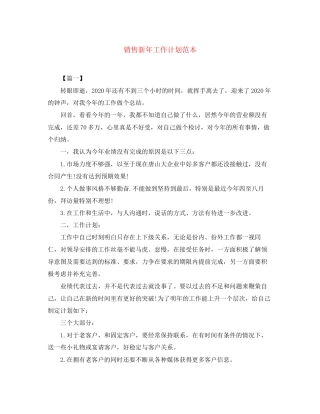 销售新年工作计划范本