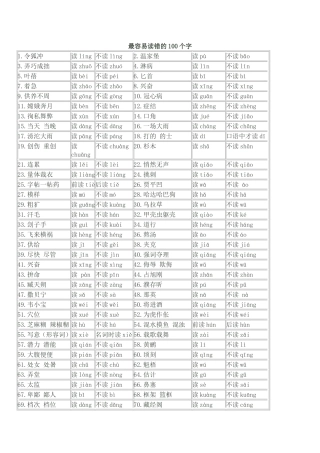 最容易读错的100个字