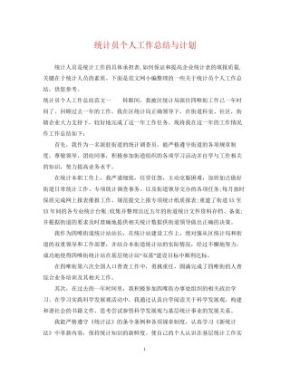 统计员个人工作总结与计划