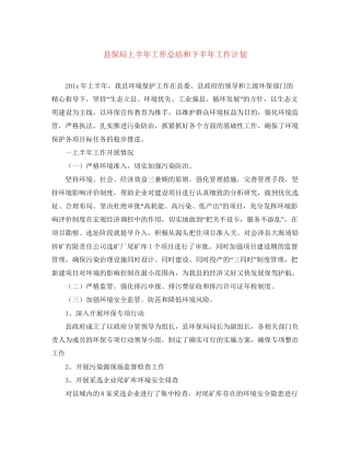 县保局上半年工作总结和下半年工作计划