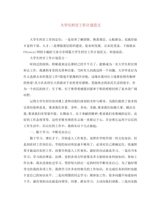 大学生村官工作计划范文3