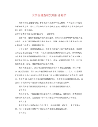 大学生调查研究项目计划书
