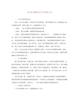 办公室文秘年度工作计划怎么写
