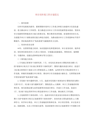 审计局年度工作计划范文2