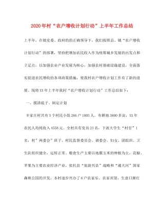 2020年村农户增收计划行动上半年工作总结