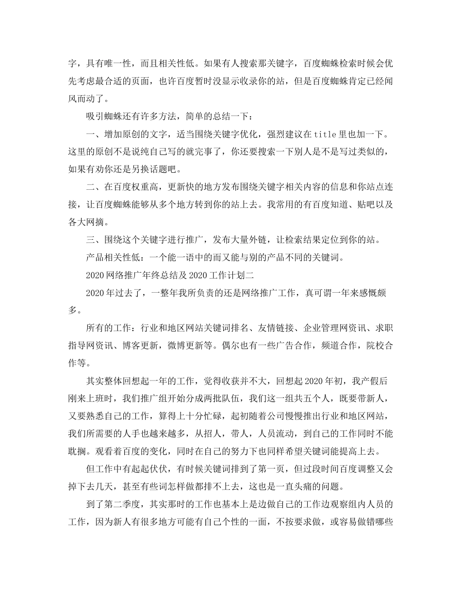 网络推广年终总结及工作计划范文_第2页