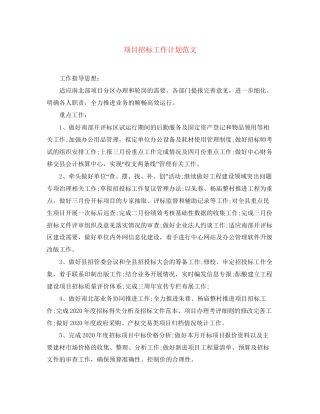 项目招标工作计划范文2