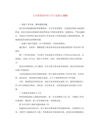 大学团委组织部工作计划报告