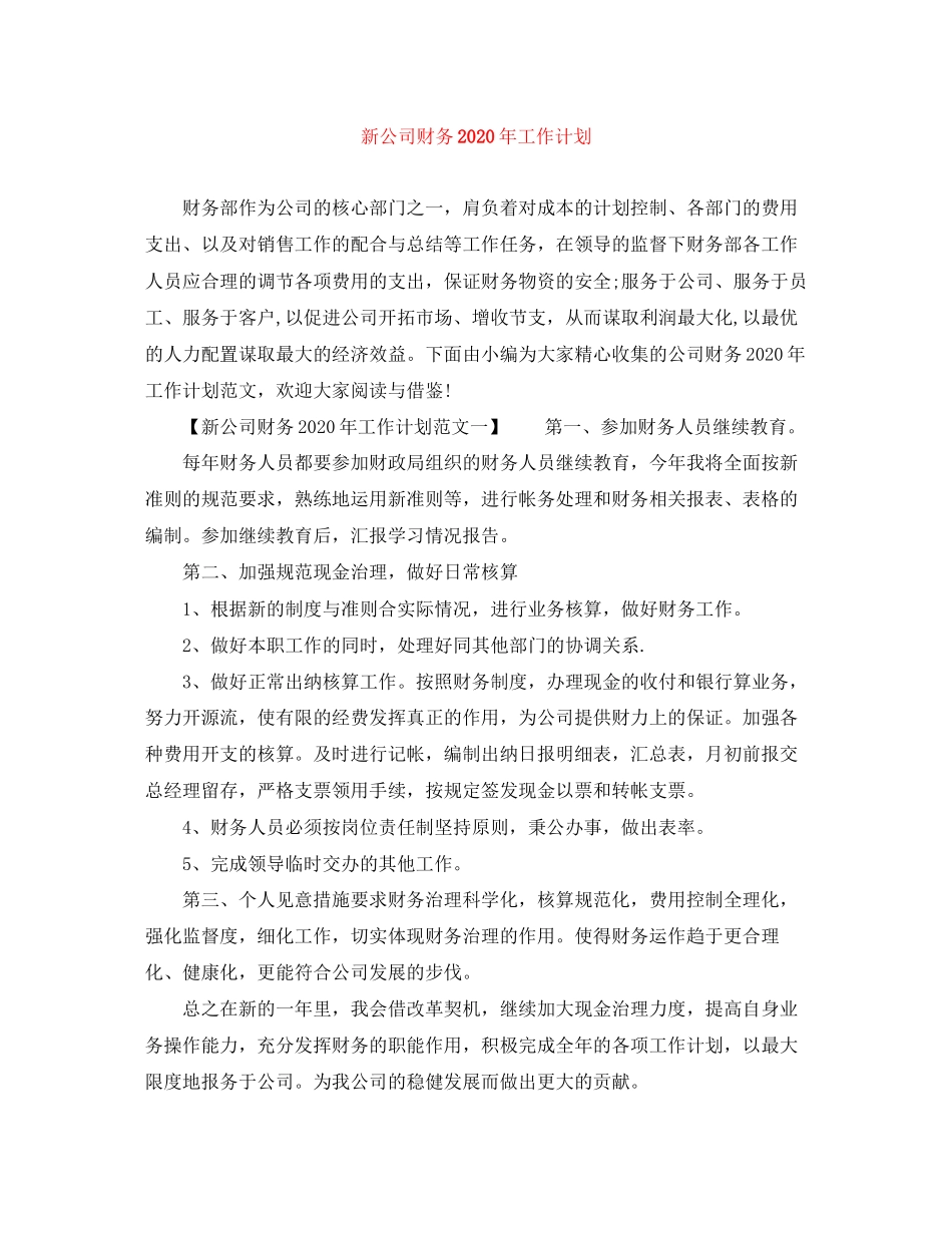 新公司财务年工作计划_第1页