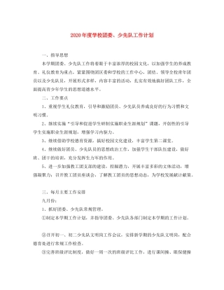 2020年度学校团委少先队工作计划