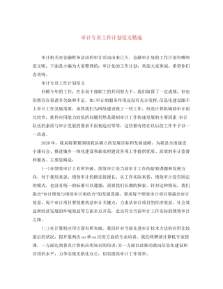 审计专员工作计划范文精选