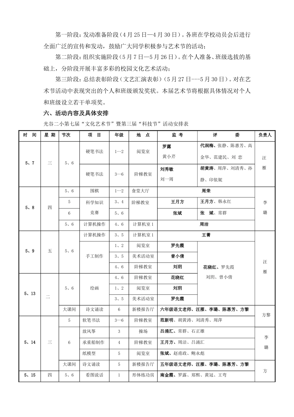 光谷二小第七届“校园文化艺术节”“第三届科技节”活动方案_第2页