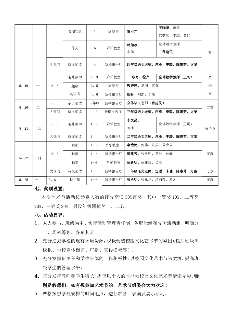 光谷二小第七届“校园文化艺术节”“第三届科技节”活动方案_第3页