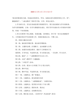 实习班主任工作计划小学