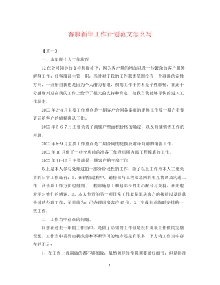 客服新年工作计划范文怎么写